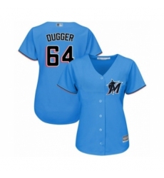 Women's Miami Marlins #64 Robert Dugger Authentic Blue Alternate 1 Cool Base Baseball Player Jersey