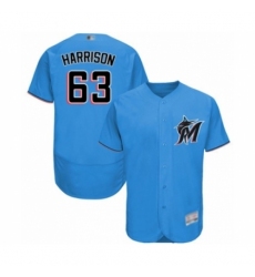 Men's Miami Marlins #63 Monte Harrison Blue Alternate Flex Base Authentic Collection Baseball Player Jersey