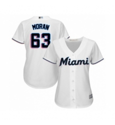 Women's Miami Marlins #63 Brian Moran Authentic White Home Cool Base Baseball Player Jersey