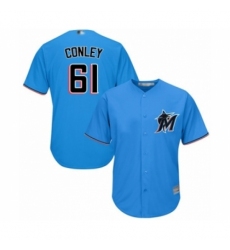 Youth Miami Marlins #61 Adam Conley Authentic Blue Alternate 1 Cool Base Baseball Player Jersey