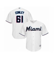 Youth Miami Marlins #61 Adam Conley Authentic White Home Cool Base Baseball Player Jersey