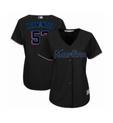 Women's Miami Marlins #57 Elieser Hernandez Authentic Black Alternate 2 Cool Base Baseball Player Jersey