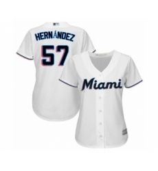 Women's Miami Marlins #57 Elieser Hernandez Authentic White Home Cool Base Baseball Player Jersey