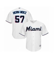 Youth Miami Marlins #57 Elieser Hernandez Authentic White Home Cool Base Baseball Player Jersey