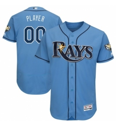 Men's Tampa Bay Rays Majestic Light Blue 20th Anniversary Alternate On-Field Patch Flex Base Custom Jersey