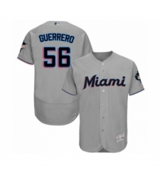 Men's Miami Marlins #56 Tayron Guerrero Grey Road Flex Base Authentic Collection Baseball Player Jersey