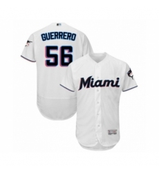 Men's Miami Marlins #56 Tayron Guerrero White Home Flex Base Authentic Collection Baseball Player Jersey