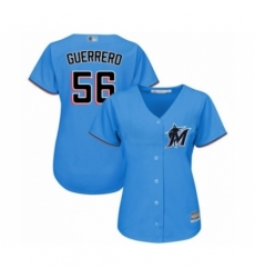 Women's Miami Marlins #56 Tayron Guerrero Authentic Blue Alternate 1 Cool Base Baseball Player Jersey