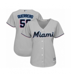 Women's Miami Marlins #56 Tayron Guerrero Authentic Grey Road Cool Base Baseball Player Jersey