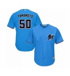 Youth Miami Marlins #50 Jordan Yamamoto Authentic Blue Alternate 1 Cool Base Baseball Player Jersey