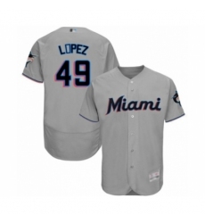 Men's Miami Marlins #49 Pablo Lopez Grey Road Flex Base Authentic Collection Baseball Player Jersey