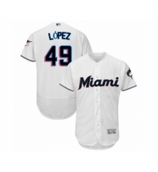 Men's Miami Marlins #49 Pablo Lopez White Home Flex Base Authentic Collection Baseball Player Jersey