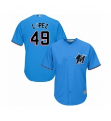Youth Miami Marlins #49 Pablo Lopez Authentic Blue Alternate 1 Cool Base Baseball Player Jersey