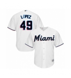 Youth Miami Marlins #49 Pablo Lopez Authentic White Home Cool Base Baseball Player Jersey