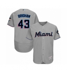 Men's Miami Marlins #43 Jeff Brigham Grey Road Flex Base Authentic Collection Baseball Player Jersey