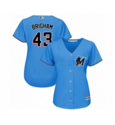 Women's Miami Marlins #43 Jeff Brigham Authentic Blue Alternate 1 Cool Base Baseball Player Jersey