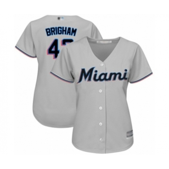 Women's Miami Marlins #43 Jeff Brigham Authentic Grey Road Cool Base Baseball Player Jersey Women's Miami Marlins #43 Jeff Brigham Authentic Grey Road Cool Base Baseball Player Jersey