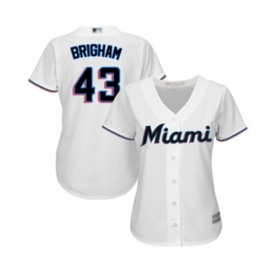 Women's Miami Marlins #43 Jeff Brigham Authentic White Home Cool Base Baseball Player Jersey Women's Miami Marlins #43 Jeff Brigham Authentic White Home Cool Base Baseball Player Jersey