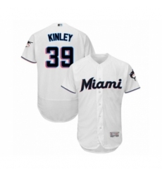 Men's Miami Marlins #39 Tyler Kinley White Home Flex Base Authentic Collection Baseball Player Jersey