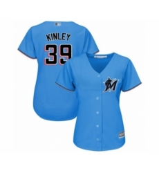 Women's Miami Marlins #39 Tyler Kinley Authentic Blue Alternate 1 Cool Base Baseball Player Jersey