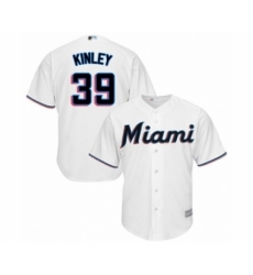Youth Miami Marlins #39 Tyler Kinley Authentic White Home Cool Base Baseball Player Jersey