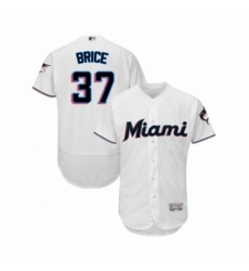 Men's Miami Marlins #37 Austin Brice White Home Flex Base Authentic Collection Baseball Player Jersey