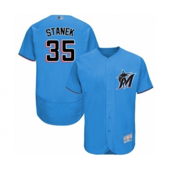 Men's Miami Marlins #35 Ryne Stanek Blue Alternate Flex Base Authentic Collection Baseball Player Jersey Men's Miami Marlins #35 Ryne Stanek Blue Alternate Flex Base Authentic Collection Baseball Player Jersey