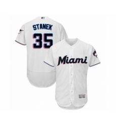 Men's Miami Marlins #35 Ryne Stanek White Home Flex Base Authentic Collection Baseball Player Jersey Men's Miami Marlins #35 Ryne Stanek White Home Flex Base Authentic Collection Baseball Player Jersey