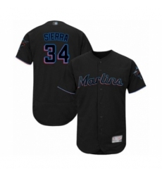 Men's Miami Marlins #34 Magneuris Sierra Black Alternate Flex Base Authentic Collection Baseball Player Jersey