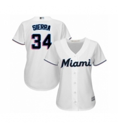 Women's Miami Marlins #34 Magneuris Sierra Authentic White Home Cool Base Baseball Player Jersey