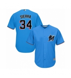 Youth Miami Marlins #34 Magneuris Sierra Authentic Blue Alternate 1 Cool Base Baseball Player Jersey