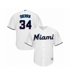 Youth Miami Marlins #34 Magneuris Sierra Authentic White Home Cool Base Baseball Player Jersey