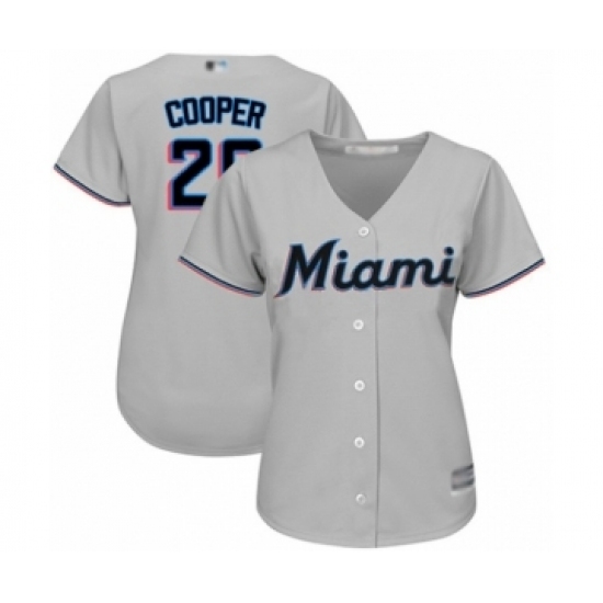 Women's Miami Marlins #26 Garrett Cooper Authentic Grey Road Cool Base Baseball Player Jersey Women's Miami Marlins #26 Garrett Cooper Authentic Grey Road Cool Base Baseball Player Jersey