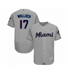 Men's Miami Marlins #17 Chad Wallach Grey Road Flex Base Authentic Collection Baseball Player Jersey Men's Miami Marlins #17 Chad Wallach Grey Road Flex Base Authentic Collection Baseball Player Jersey