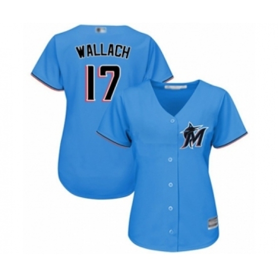 Women's Miami Marlins #17 Chad Wallach Authentic Blue Alternate 1 Cool Base Baseball Player Jersey Women's Miami Marlins #17 Chad Wallach Authentic Blue Alternate 1 Cool Base Baseball Player Jersey