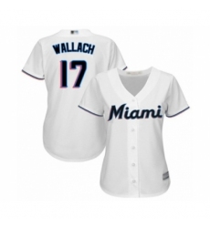 Women's Miami Marlins #17 Chad Wallach Authentic White Home Cool Base Baseball Player Jersey Women's Miami Marlins #17 Chad Wallach Authentic White Home Cool Base Baseball Player Jersey