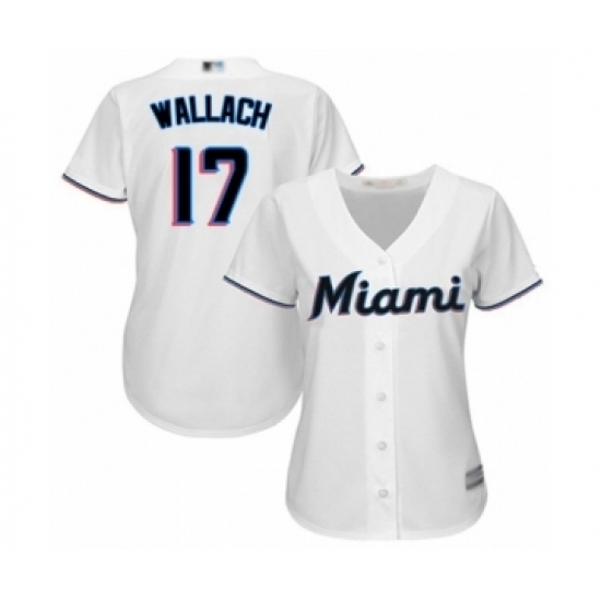 Women's Miami Marlins #17 Chad Wallach Authentic White Home Cool Base Baseball Player Jersey Women's Miami Marlins #17 Chad Wallach Authentic White Home Cool Base Baseball Player Jersey