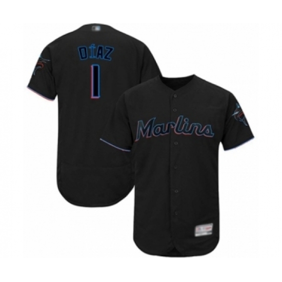 Men's Miami Marlins #1 Isan Diaz Black Alternate Flex Base Authentic Collection Baseball Player Jersey Men's Miami Marlins #1 Isan Diaz Black Alternate Flex Base Authentic Collection Baseball Player Jersey