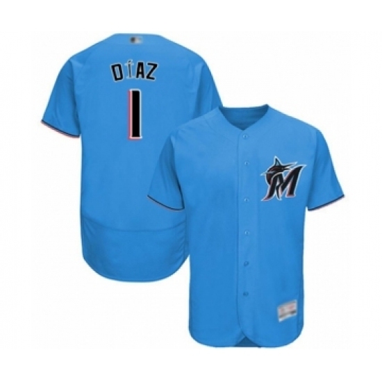 Men's Miami Marlins #1 Isan Diaz Blue Alternate Flex Base Authentic Collection Baseball Player Jersey Men's Miami Marlins #1 Isan Diaz Blue Alternate Flex Base Authentic Collection Baseball Player Jersey