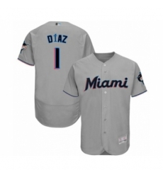 Men's Miami Marlins #1 Isan Diaz Grey Road Flex Base Authentic Collection Baseball Player Jersey Men's Miami Marlins #1 Isan Diaz Grey Road Flex Base Authentic Collection Baseball Player Jersey