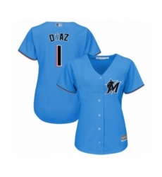 Women's Miami Marlins #1 Isan Diaz Authentic Blue Alternate 1 Cool Base Baseball Player Jersey Women's Miami Marlins #1 Isan Diaz Authentic Blue Alternate 1 Cool Base Baseball Player Jersey
