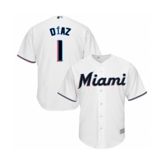 Youth Miami Marlins #1 Isan Diaz Authentic White Home Cool Base Baseball Player Jersey Youth Miami Marlins #1 Isan Diaz Authentic White Home Cool Base Baseball Player Jersey
