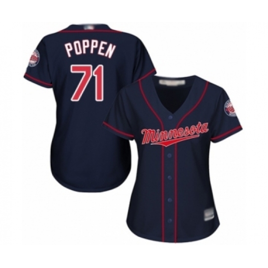 Women's Minnesota Twins #71 Sean Poppen Authentic Navy Blue Alternate Road Cool Base Baseball Player Jersey Women's Minnesota Twins #71 Sean Poppen Authentic Navy Blue Alternate Road Cool Base Baseball Player Jersey