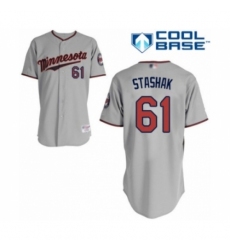 Men's Minnesota Twins #61 Cody Stashak Authentic Grey Road Cool Base Baseball Player Jersey
