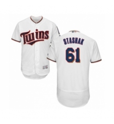 Men's Minnesota Twins #61 Cody Stashak White Home Flex Base Authentic Collection Baseball Player Jersey