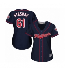 Women's Minnesota Twins #61 Cody Stashak Authentic Navy Blue Alternate Road Cool Base Baseball Player Jersey