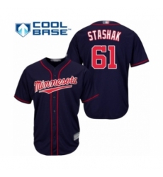 Youth Minnesota Twins #61 Cody Stashak Authentic Navy Blue Alternate Road Cool Base Baseball Player Jersey