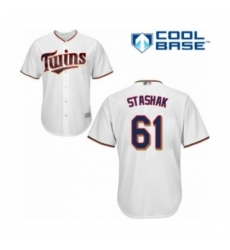 Youth Minnesota Twins #61 Cody Stashak Authentic White Home Cool Base Baseball Player Jersey