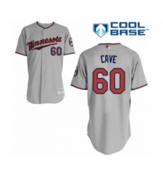 Men's Minnesota Twins #60 Jake Cave Authentic Grey Road Cool Base Baseball Player Jersey