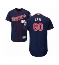 Men's Minnesota Twins #60 Jake Cave Authentic Navy Blue Alternate Flex Base Authentic Collection Baseball Player Jersey